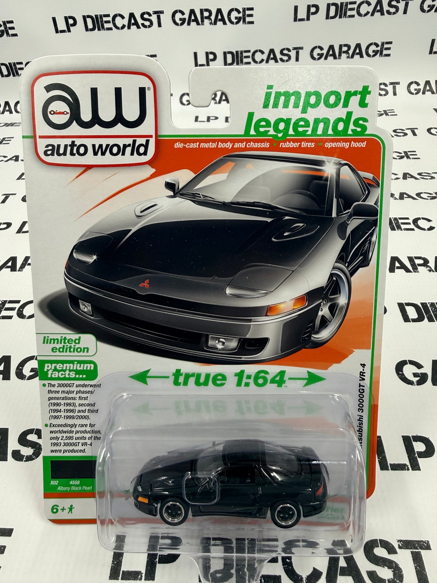 AUTO WORLD 1993 Mitsubishi 3000GT VR-4 Black 1:64 Diecast Import Legends