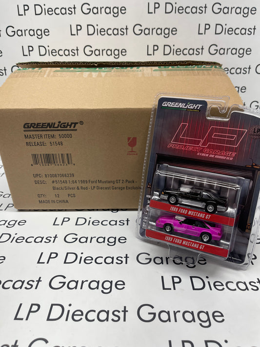 GREENLIGHT 1989 Ford Mustang GT 2 Pack Black & Pink LP 1:64 Diecast CASE OF 12PCS