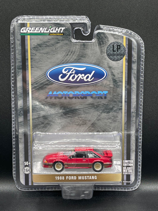 GREENLIGHT 1988 Ford Mustang Motorsport SLN Red LP Exclusive 1:64 Diecast Promo