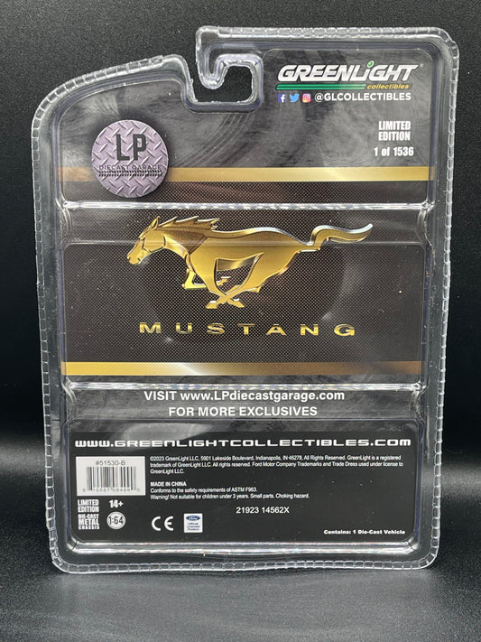 GREENLIGHT 1988 Ford Mustang Motorsport "SLN" Black with Gold Decals LP Diecast Garage Exclusive 1:64 Diecast Promo