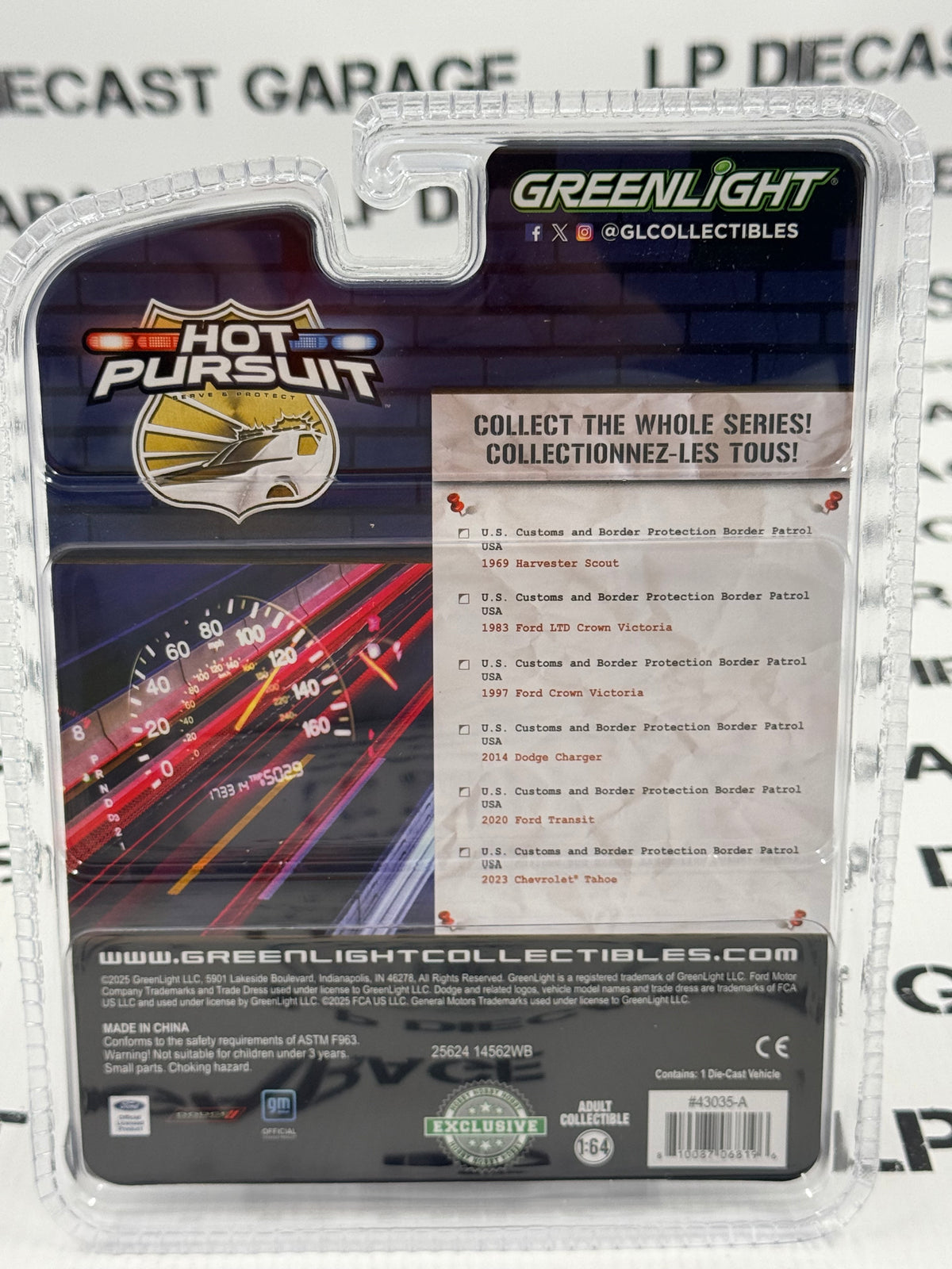 GREENLIGHT 1969 Harvester Scout US Customs Border Patrol 1:64 Diecast Hot Pursuit