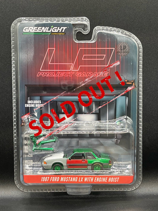 GREEN MACHINE CHASE GREENLIGHT 1987 Ford Mustang LX w/Hoist Red Door Project LP Exclusive 1:64 Diecast Promo