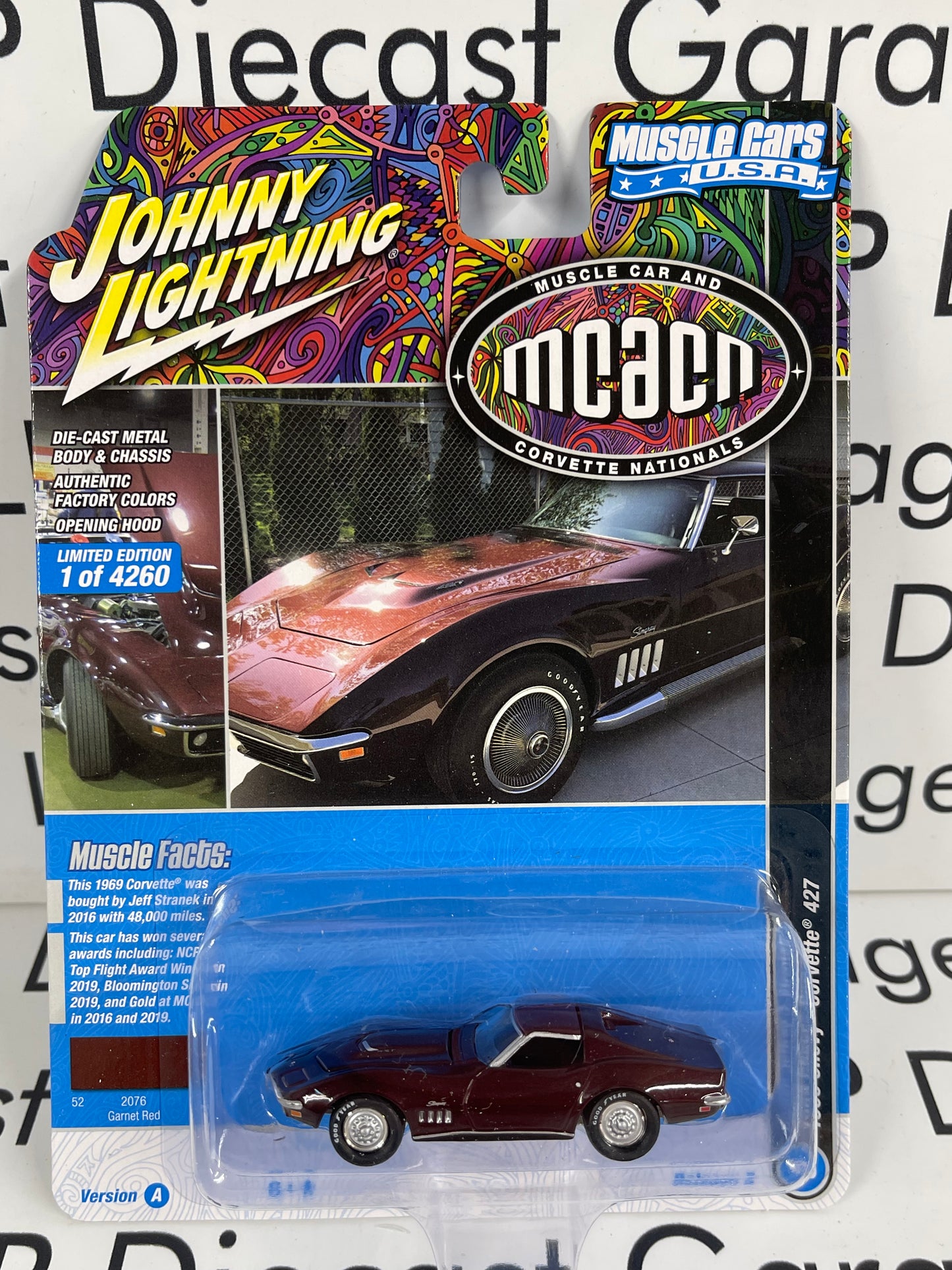 JOHNNY LIGHTNING 1969 Chevrolet Corvette 427 Garnet Red 1:64 Diecast MCACN