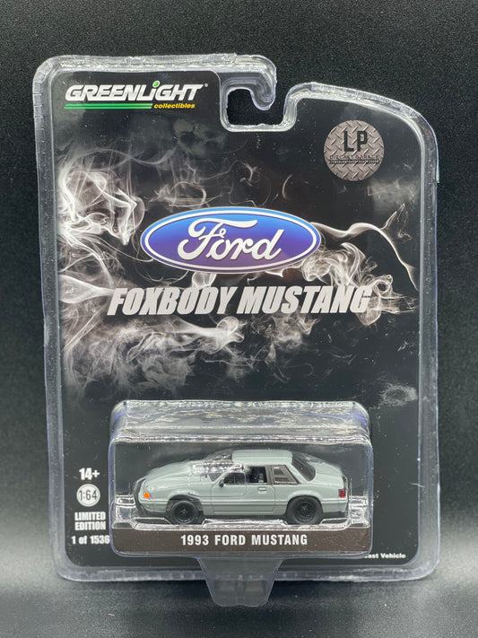 GREENLIGHT 1993 Ford Mustang 5.0 LX Destroyer Gray LP 1:64 Diecast Promo