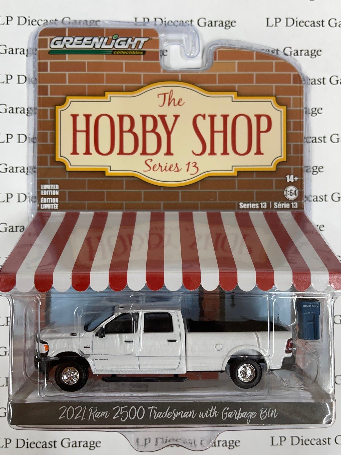 GREENLIGHT 2021 Ram 2500 Tradesman w/ Garbage Can "Hobby Shop" 1:64 Diecast
