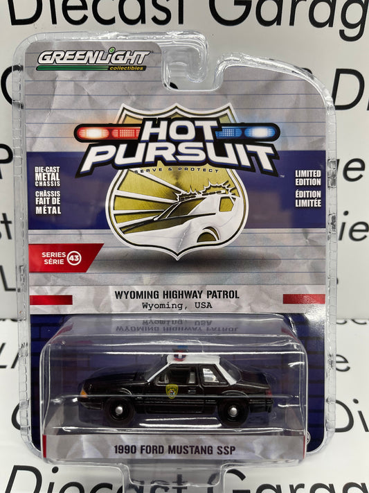 GREENLIGHT 1990 Ford Mustang SSP Wyoming Highway Patrol Hot Pursuit 1:64 Diecast