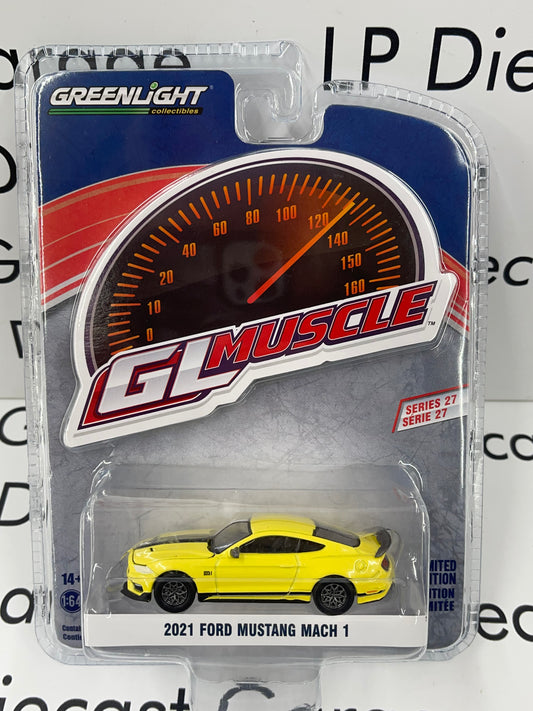 GREENLIGHT 2021 Ford Mustang Mach 1 Grabber Yellow 1:64 Diecast GL Muscle