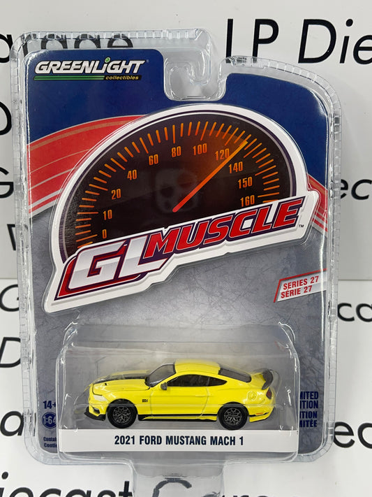 GREENLIGHT 2021 Ford Mustang Mach 1 Grabber Yellow GL Muscle Series 1:64 Diecast