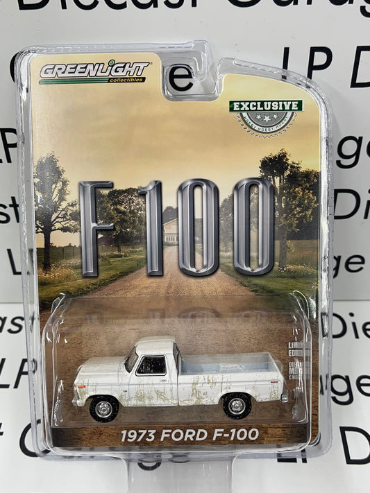 GREENLIGHT 1973 Ford F-100 White Farm Truck Weathered 1:64 Diecast