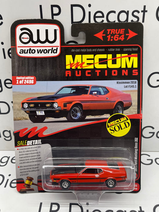AUTO WORLD 1971 Ford Mustang Boss 351 Calypso Coral Mecum Auctions 1:64 Diecast