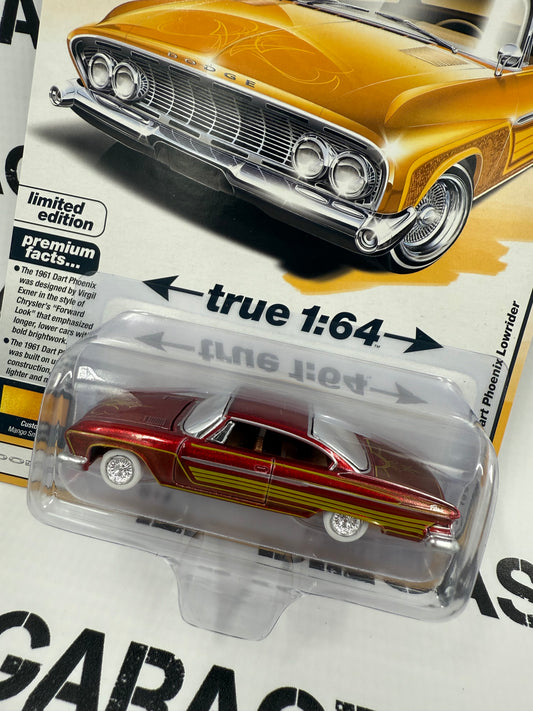 ULTRA RED CHASE AUTO WORLD 1961 Dodge Dart Phoenix Lowrider Mango 1:64 Diecast Vintage Muscle