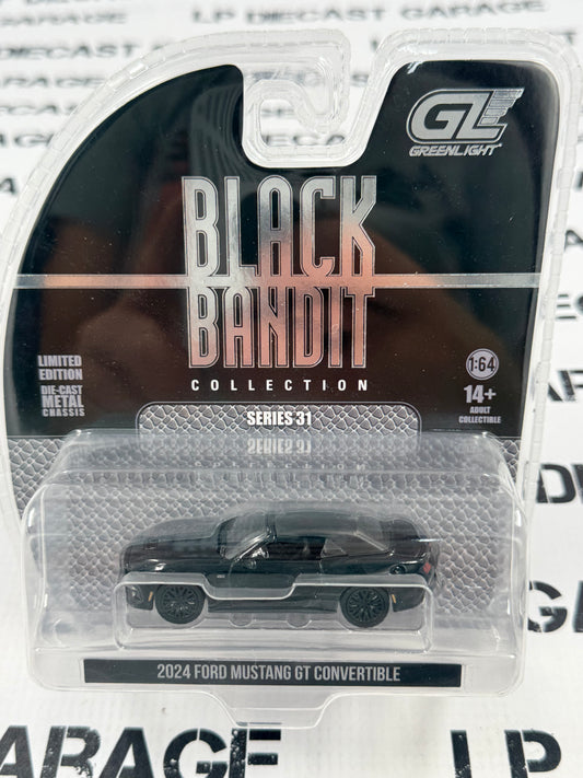 GREENLIGHT 2024 Ford Mustang GT Convertible 1:64 Diecast Black Bandit