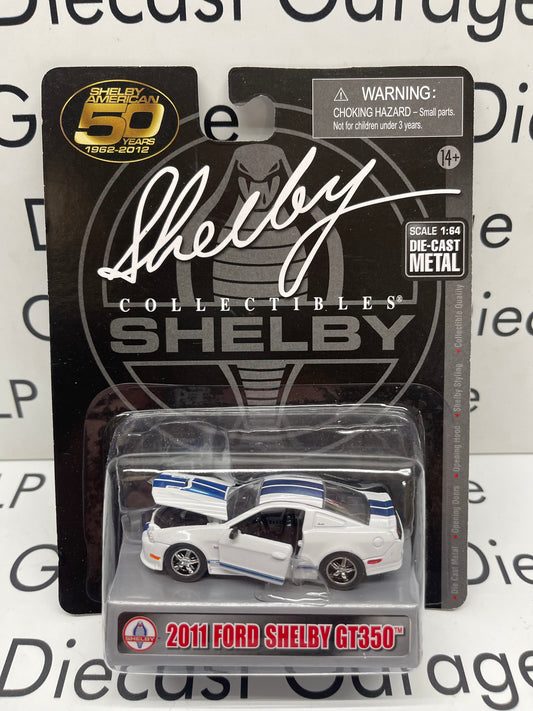 Shelby Collectibles 2011 Ford Mustang Shelby GT350 White/Blue 1:64 DIECAST
