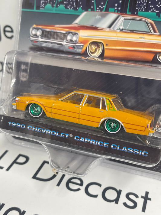 GREEN MACHINE CHASE GREENLIGHT 1990 Chevrolet Caprice Orange 1:64 Diecast California Lowriders