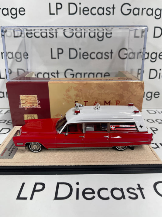 STAMP MODELS 1968 Cadillac Miller Meteor Ambulance Red/ White 1:43 Scale Resin Model