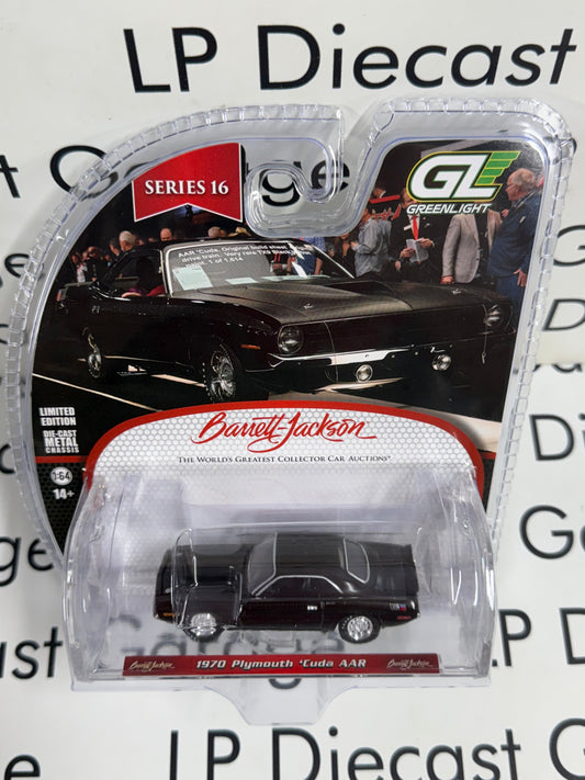GREENLIGHT 1970 Plymouth Cuda AAR Black 1:64 Diecast Barrett Jackson
