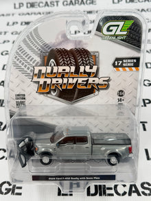 RAW CHASE GREENLIGHT 2022 Ford F-450 w/ Snow Plow Blue 1:64 Diecast Dually Drivers Series 17