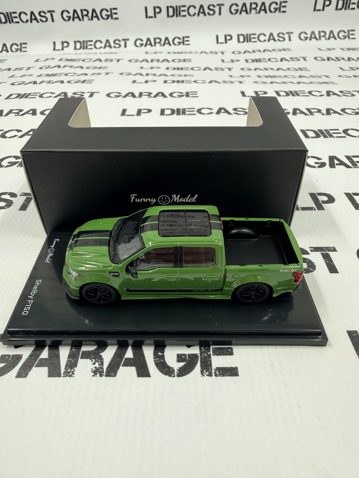 FUNNY MODELS Ford F-150 Shelby Super Snake Green w/ Black Stripe 1:64 Diecast