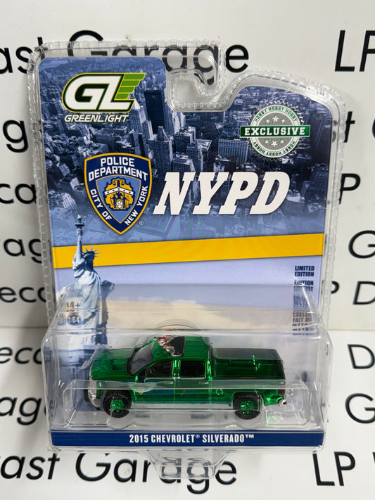 GREEN MACHINE CHASE GREENLIGHT 2015 Chevrolet Silveraod NYPD Police Truck 1:64 Diecast Hobby Exclusive