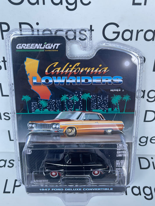 GREENLIGHT 1947 Ford Deluxe Convertible Black 1:64 Diecast California Lowriders