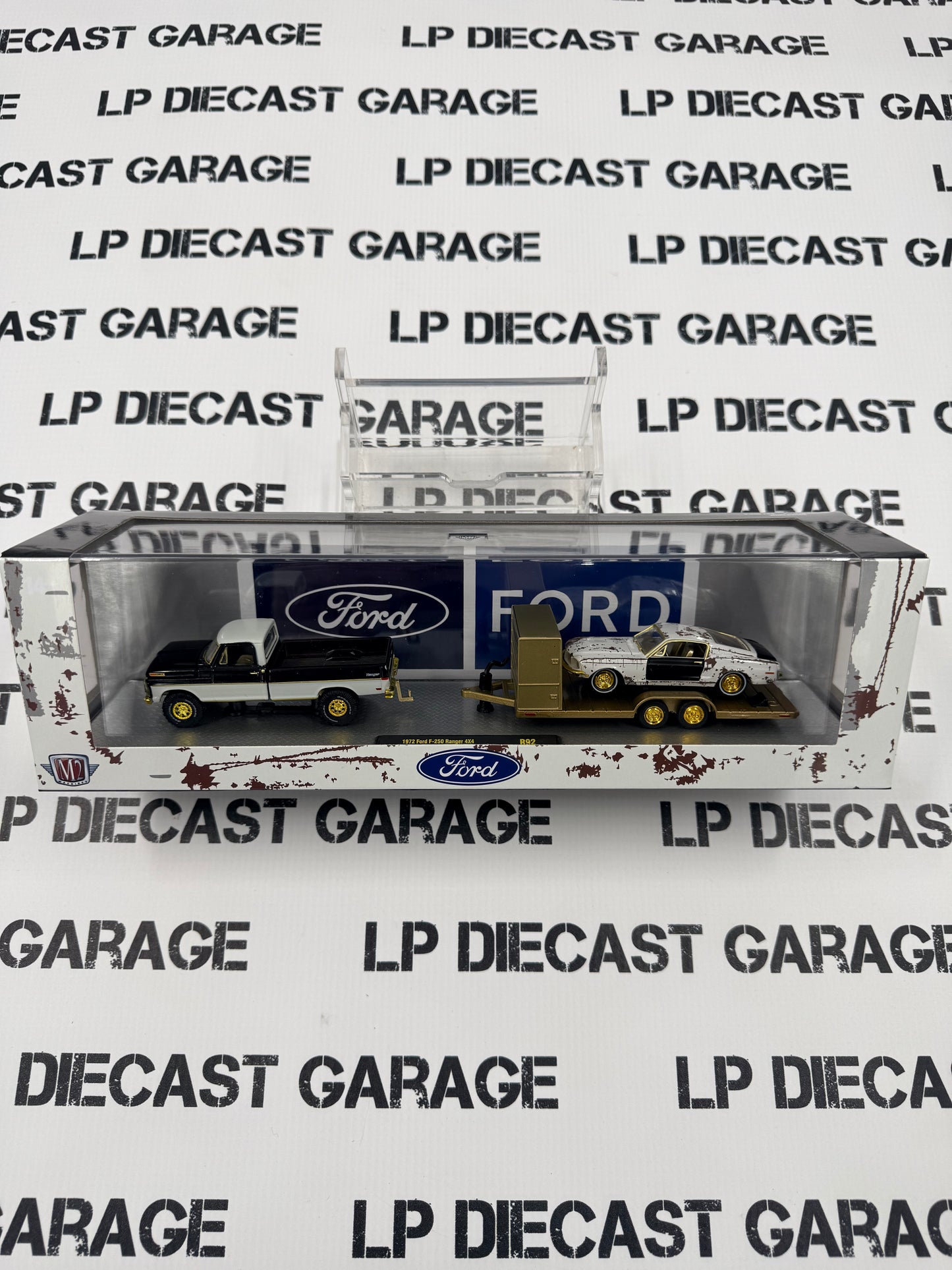 CHASE M2 1972 Ford F-250 Ranger 4X4 & 1969 Ford Mustang GT 390 1:64 Diecast Haulers