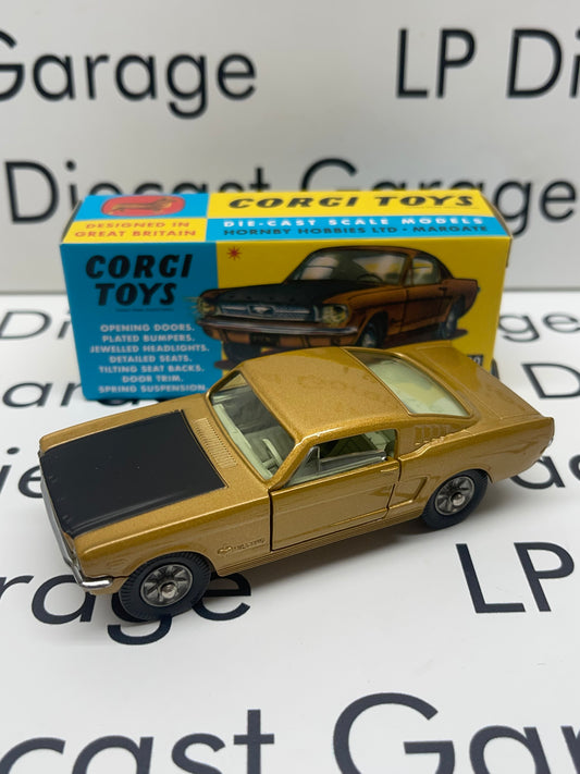 CORGI TOYS 1965 Ford Mustang 2+2 Fastback Gold 1:43 Scale Diecast