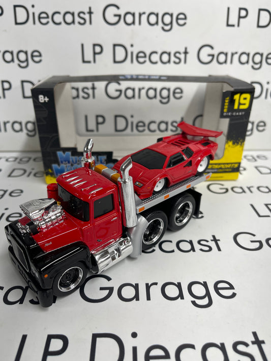 MAISTO 1980 Mack & Lamborghini Countach Red 1:64 Diecast Muscle Machines