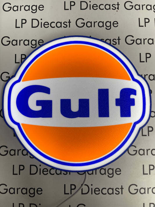 3D Printed Customs 10" Gulf Oil LED Lighted Sign NOT Diecast