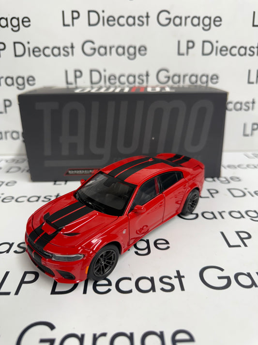 TAYUMO 2020 Dodge Charger Hellcat Red w/ Black Stripes 1:36 Scale Diecast Lights & Sound