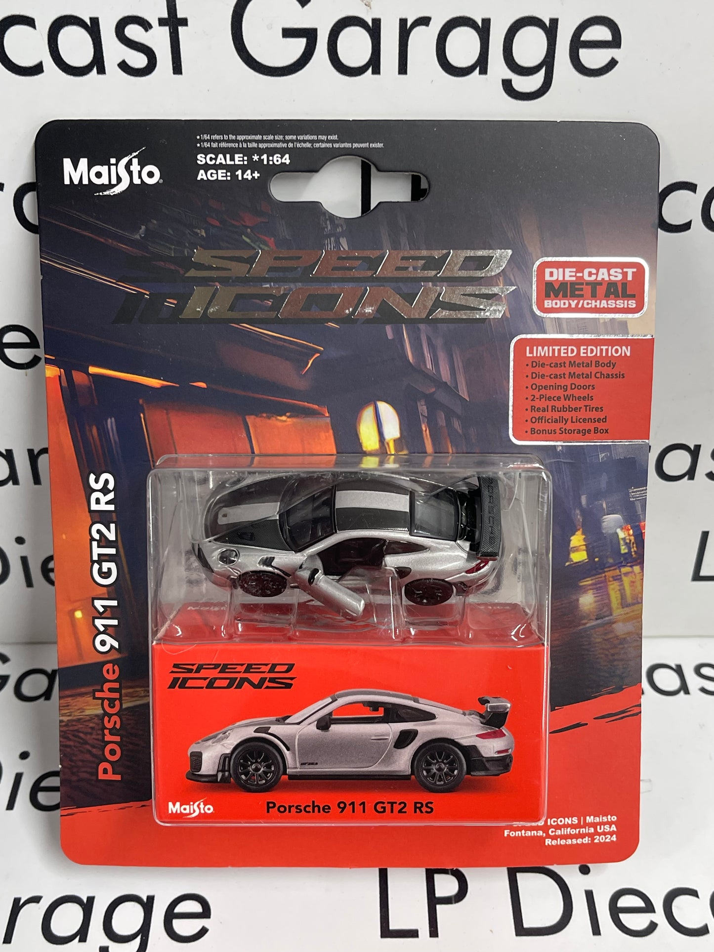 MAISTO Porsche 911 GT2 RS Silver Speed Icons 1:64 Diecast