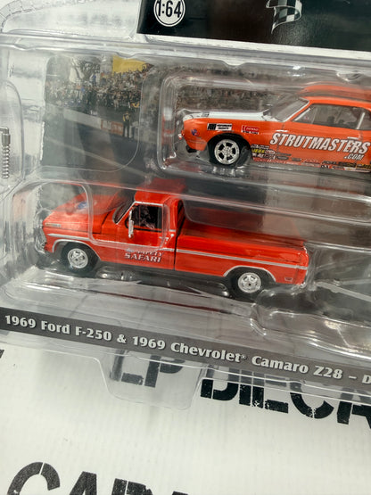 GREENLIGHT 1969 Ford F-250 & Camaro Dan Fletcher Safari NHRA 1:64 Diecast Hitch & Tow
