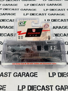 RAW CHASE GREENLIGHT 1993 Dodge Ram W350 Black w/ Gooseneck Trailer 1:64 Diecast OBT Exclusive