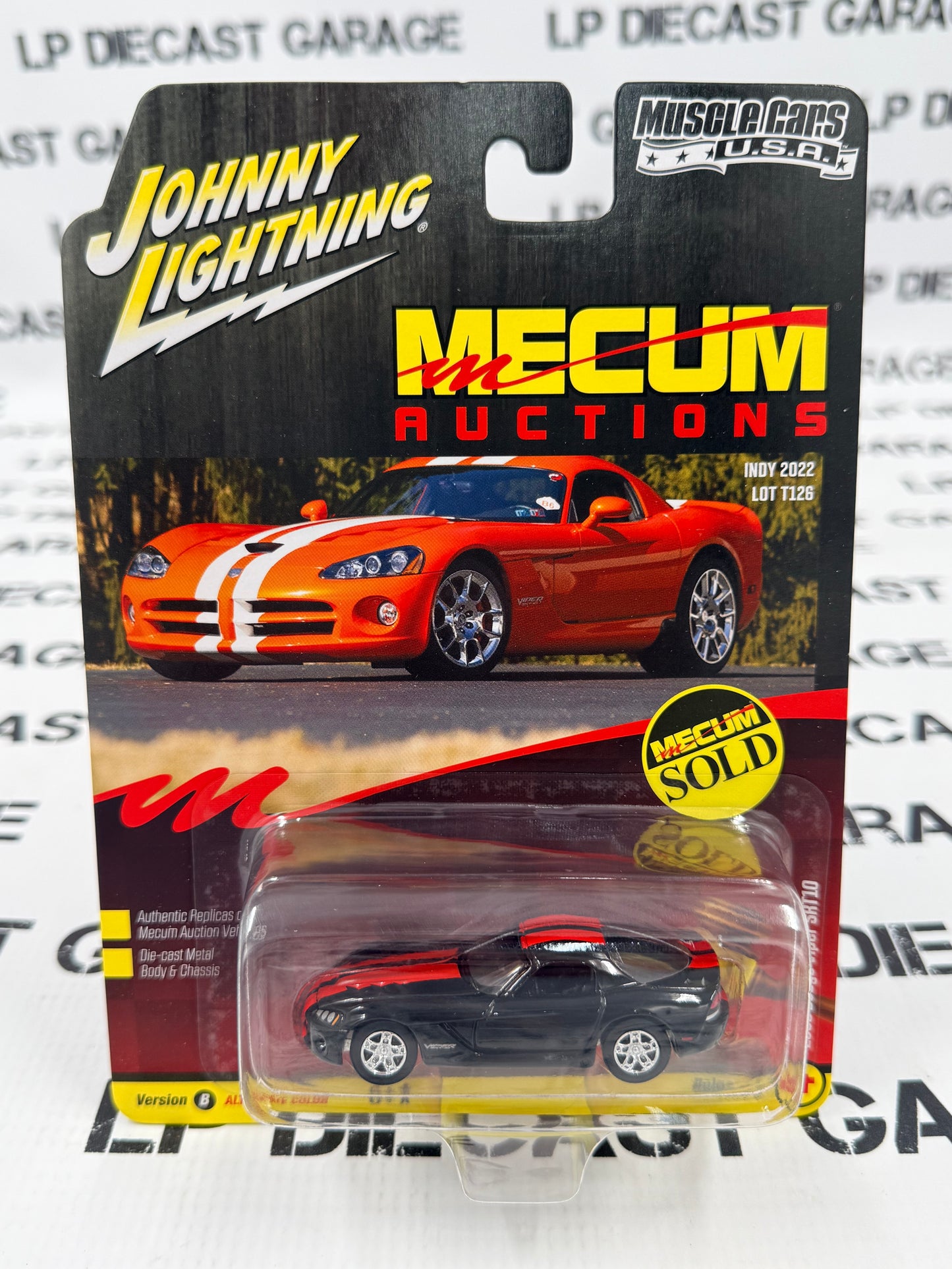 JOHNNY LIGHTNING 2008 Dodge Viper Black w/ Red Stripes 1:64 Diecast Mecum