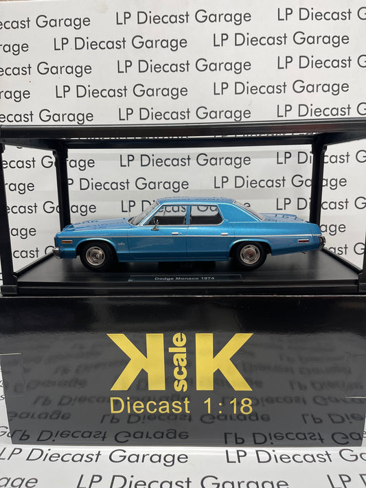 KK Scale Models 1974 Dodge Monaco 4 Door Sedan Blue 1:18 Diecast