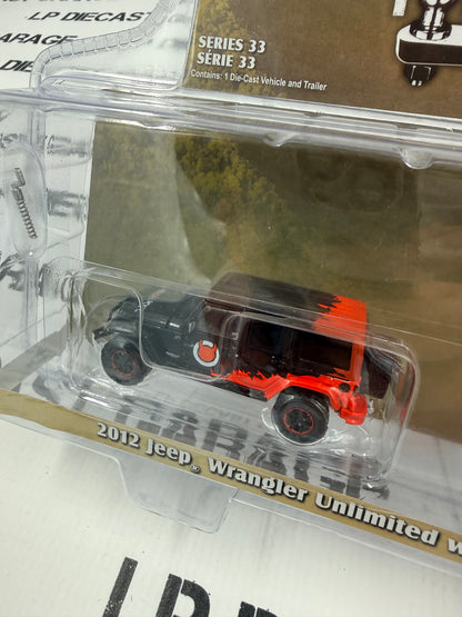 GREENLIGHT 2012 Jeep Wrangler w/ Cargo Trailer 1:64 Diecast Hitch & Tow