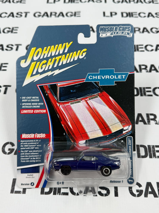 JOHNNY LIGHTNING 1969 Chevrolet Camaro Z28 Blue 1:64 Diecast Muscle Cars USA