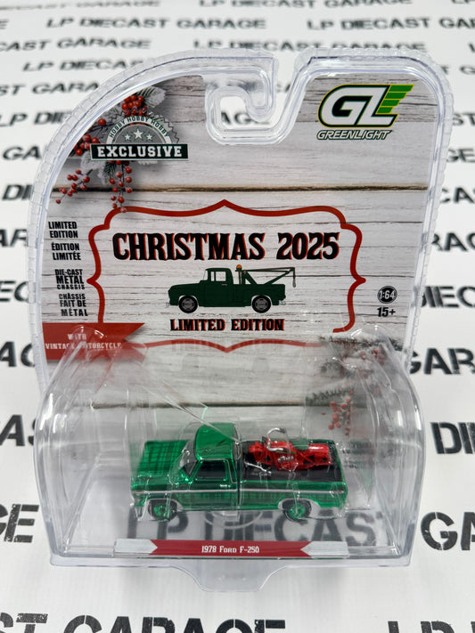 CHROME CHASE GREENLIGHT 1978 Ford F-250 w/ Motorcycle 1:64 Diecast Christmas 2025