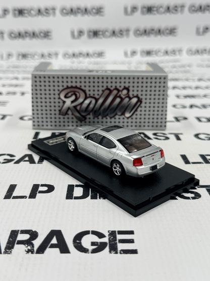 ROLLIN 2008 Dodge Charger SRT8 Silver Sedan 1:64 Diecast
