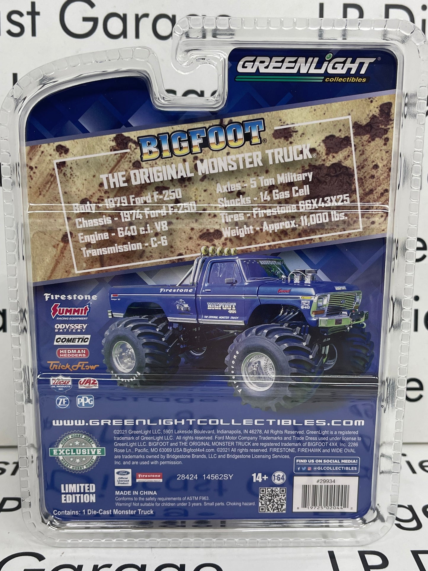 GREENLIGHT 1974 Ford F-250 Bigfoot Monster Truck 1:64 Diecast Hobby Exclusive