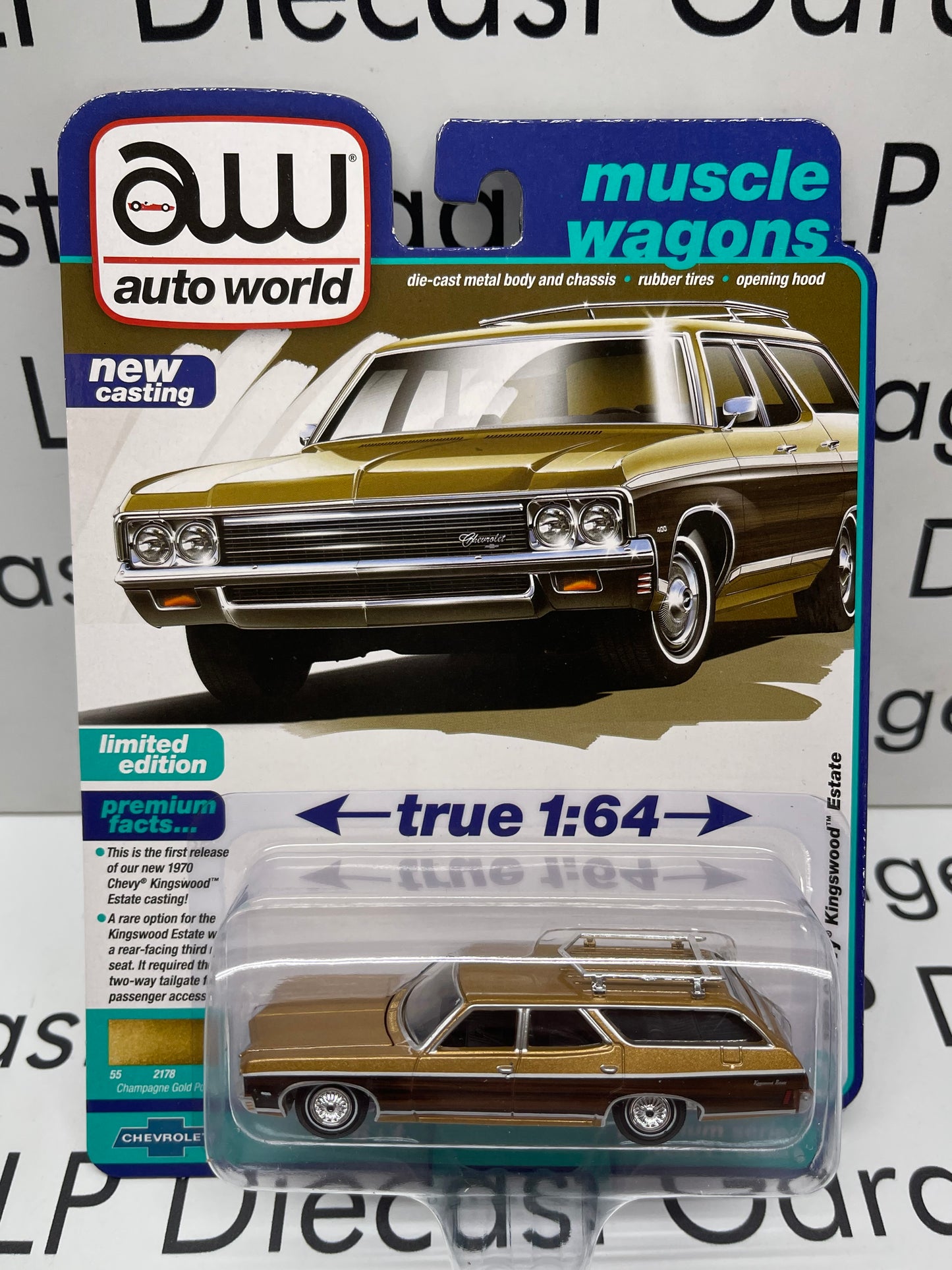 AUTO WORLD 1970 Chevy Kingswood Estate Muscle Wagon Champagne Gold Poly 1:64 Diecast