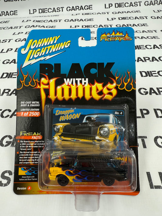 JOHNNY LIGHTNING 1957 Chevy Nomad Blue Flames 1:64 Diecast Street Freaks