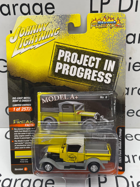 JOHNNY LIGHTNING 1929 Ford Model A Pickup Yellow Primer Project 1:64 Diecast Street Freaks