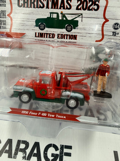 GREENLIGHT 1956 Ford F-100 Tow Truck w/ Figure 1:64 Diecast Christmas 2025