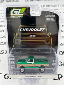 CHROME CHASE GREENLIGHT 1969 Chevy K10 Lifted Green 1:64 Diecast Midwest Exclusive