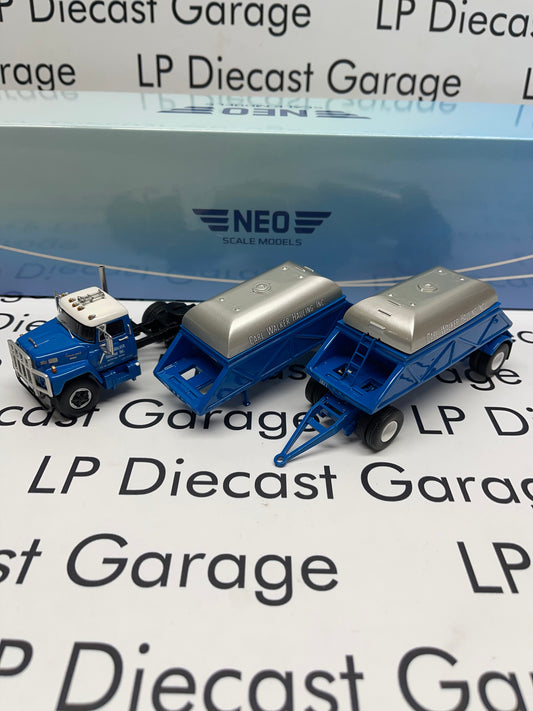 NEO MODELS 1963 IHC Fleetstar 2000-D Blue Carl Walker 1:64 Resin Model Semi Truck w/ Trailers