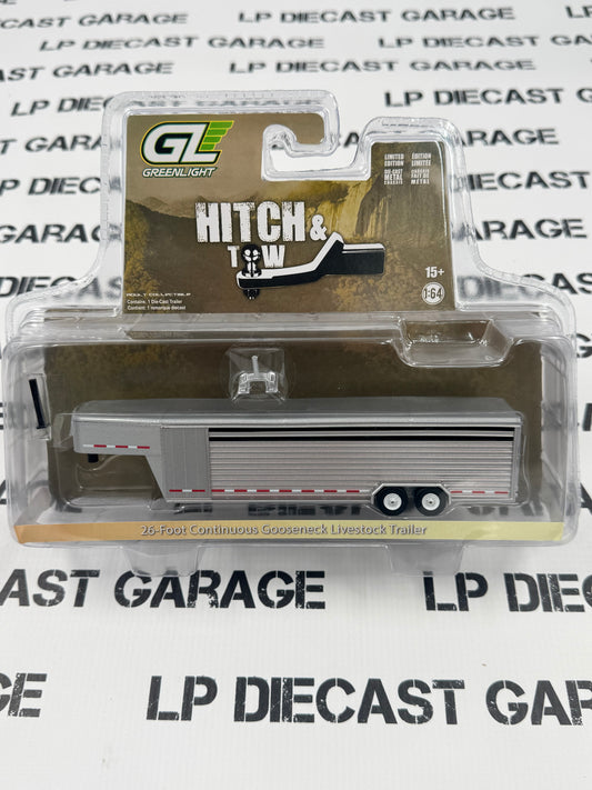 RAW CHASE GREENLIGHT 26 Foot Livestock Gooseneck Trailer Red 1:64 Diecast