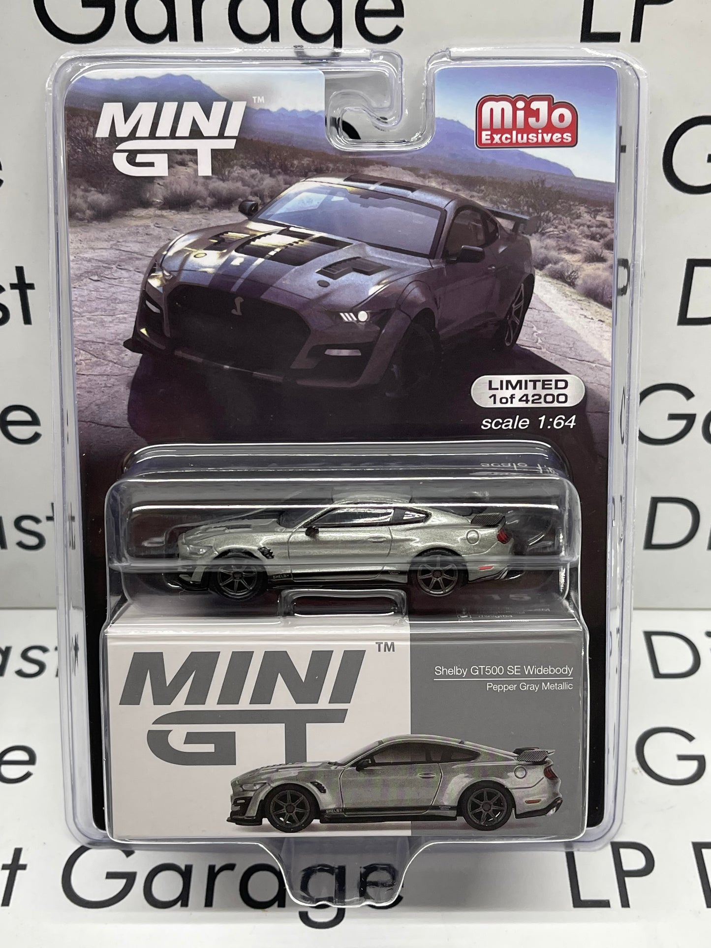 MINI GT 2022 Ford Mustang Shelby GT500 Pepper Grey Metallic 1:64 Diecast MiJo