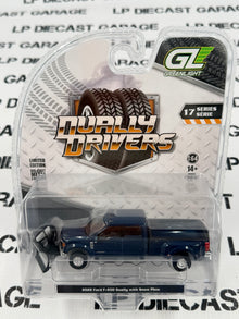 GREENLIGHT 2022 Ford F-450 w/ Snow Plow Blue 1:64 Diecast Dually Drivers Series 17