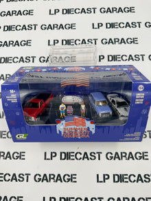 GREENLIGHT Summer Cookout Diorama Mustang Chevy Jeep Trailer Set 1:64 Diecast