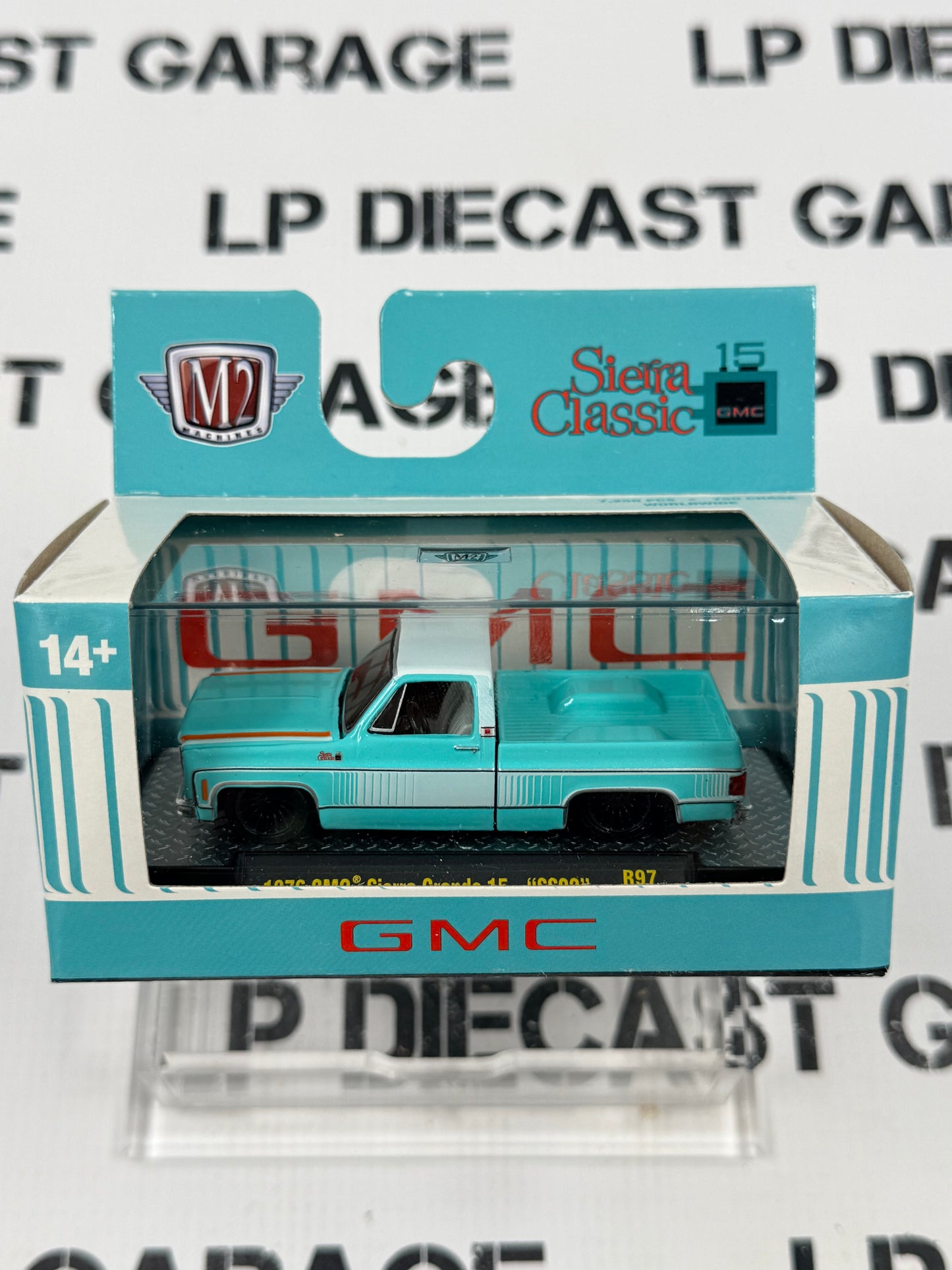M2 1976 GMC Sierra Grande 15 Teal Blue Truck 1:64 Diecast